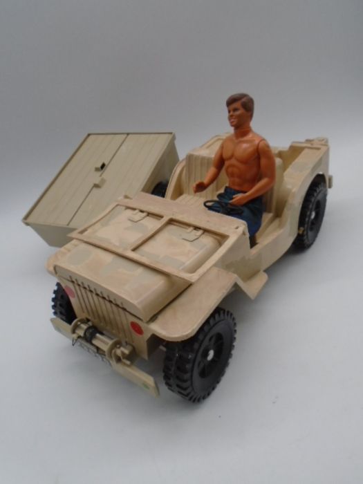 A collection of five large toy army vehicles including a Cherila Toys jeep, Arwin tank etc along - Image 7 of 7