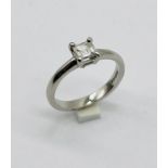 A 950 platinum diamond solitaire ring, with a 1/2 carat Ascher cut diamond, believed to be vvs2, i