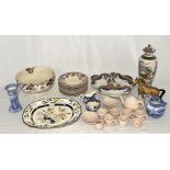 A collection of various china including Chinese lidded urn with character mark to base, Mason's,