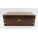 A Victorian mahogany brass bound writing sloping with secret drawer