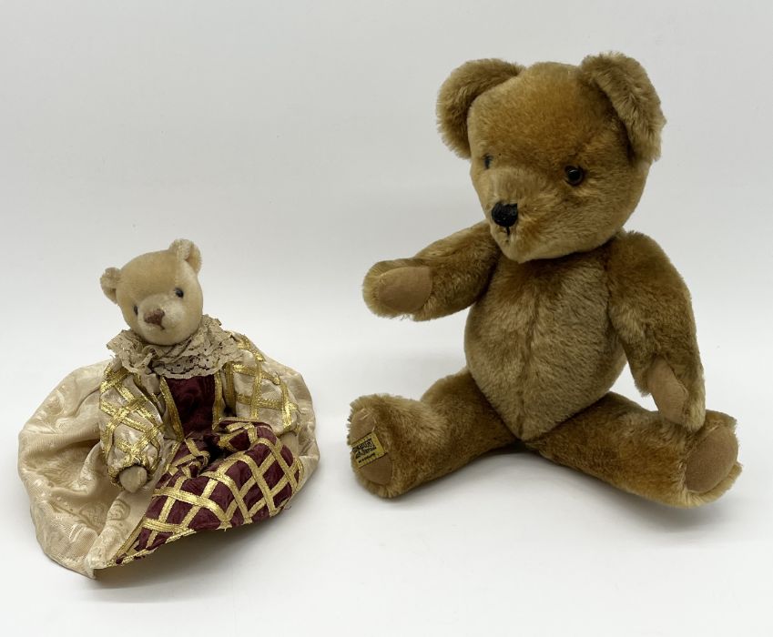 Two Merrythought teddy bears, "Good Queen Bess" and another larger example