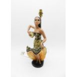 A 1930s - 1940s plaster lamp of a flamenco dancer - height 49cm