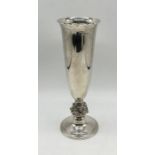 A hallmarked silver trumpet vase/chalice with gilded interior, weight 165.5g