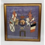 A framed WW1 British Army souvenir silk embroidery