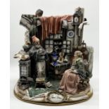 A large Capodimonte figure group "The Antiquarian (Hard Times)" by Cazzola signed and dated 1986,