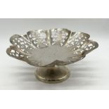 A silver pedestal bowl with pierced decoration, diameter 15.5cm, weight 158.4g