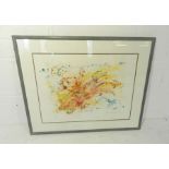 A framed abstract painting signed Hiroko Amada - 61cm x 76cm