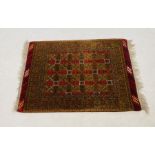 An Eastern red ground rug- overall size 108cm x 82cm