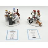 Two Coalport Characters "The Snowman" figure groups with certificates. "Hold on Tight" 1513/2000 and