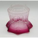 A Victorian cranberry oil lamp shade
