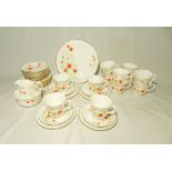 A Royal Vale poppy pattern part tea set - some handles A/F