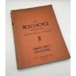 A proof copy of The Rolls-Royce Motorcar by Anthony Bird and Ian Hallows published by B.T.