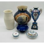 A collection of various china including a Royal Doulton small bowl, Denby vase, Crown Staffordshire