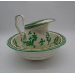 A Wedgwood Jug and Bowl set with Dragon pattern, two small chips to base of jug.