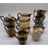 A collection of Victorian and similar copper lustre ware etc