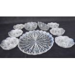 A collection of cut glass including various 2 cut glass bowls, dishes etc
