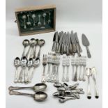 A collection of silver plated cutlery etc.