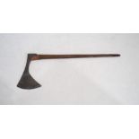 An antique Continental executioner's style axe with maker's mark to axe head - length 107cm