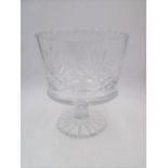 A large hand cut Polish Zawiercie glass bowl on stand. Height 27cm