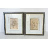 A pair of framed prints featuring two classical style ladies.