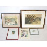 An assortment of framed prints, a sketch and a watercolour including a limited edition print "