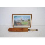 A vintage cricket bat marked 'Stuart Surridge & Co Ltd - The Peter May Autograph' along with a