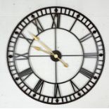A large modern skeleton style metal wall clock - 80cm diameter