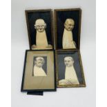 Four framed c.1920 watercolour caricatures of gentleman, two signed by H.V. Hodges