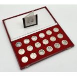 Crowns of South Africa 1947-1964 in red leather fitted case, 18 silver crowns in total.