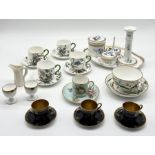 A collection of various antique china including three Royal Worcester coffee cups cobalt and gilt