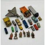 A small collection of mainly play worn die-cast vehicles including Dinky Toys, Corgi Toys, Lesney