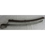 A 1796 pattern light cavalry sabre in metal scabbard, B R (?) impressed to blade back