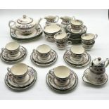 Copeland Spode Chinese Rose tea and dinner ware, comprising ten trios, tea plates, sugar bowls,