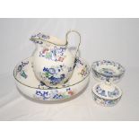 A Royal Doulton 'Nankin' pattern jug and bowl set etc - bowl A/F