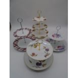 Four cake plates including Royal Worcester "Evesham" and Royal Albert "Old Country Roses" etc