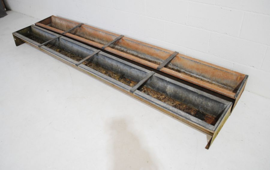 Two galvanised metal animal feeding troughs - length 9ft - Image 3 of 4