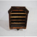 A shelved industrial wooden crate - from Axminster Carpets - length 70cm, depth 79cm, height 89cm