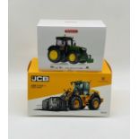 A boxed JCB 435S Stage V Wheel Loader die-cast model, along with a boxed Wiking John Deere 7310R