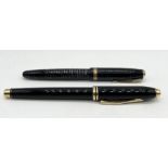 A Cross fountain pen with 14ct gold nib along with a vintage Parker Duofold with 14ct nib