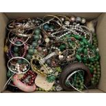 A collection of costume jewellery including beads, bracelets etc.