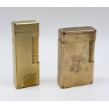 A gold plated Dunhill lighter along with a gold plated Dupont lighter (serial number 2275B)