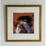 A framed limited edition signed print entitled "Umarmung Rot" by Peter Wever, numbered 34/150 -