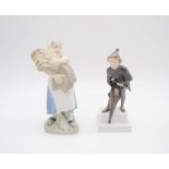 Two Royal Copenhagen figures - 'The Sandman' (no. 1129) and a girl holding a wheat sheaf (no. 908)