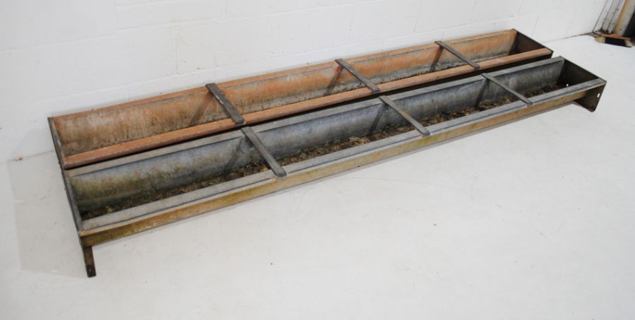 Two galvanised metal animal feeding troughs - length 9ft - Image 2 of 4