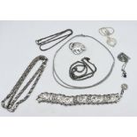 A collection of 925 silver jewellery along with two other pendants and a zodiac bracelet- approx.