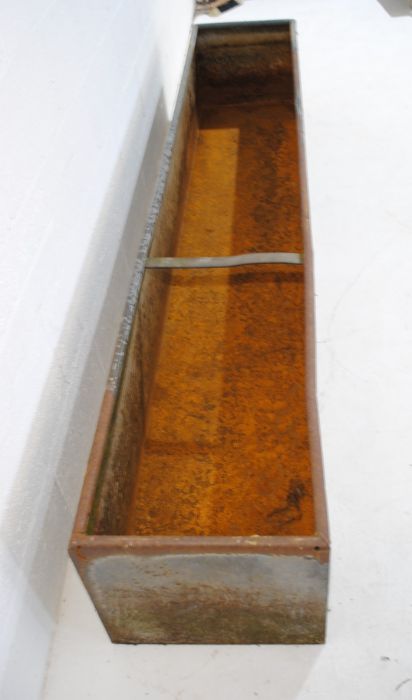 A large galvanised metal animal feeding trough - length 244cm - Image 4 of 4