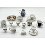 A collection of antique china including Meissen cup and saucer with botanical pattern, Royal Crown