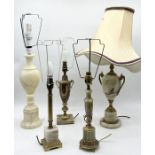 A collection of mainly onyx lamps with gilt decoration