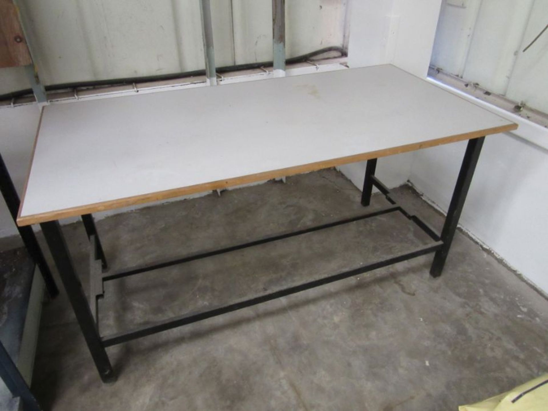 A metal framed worktable