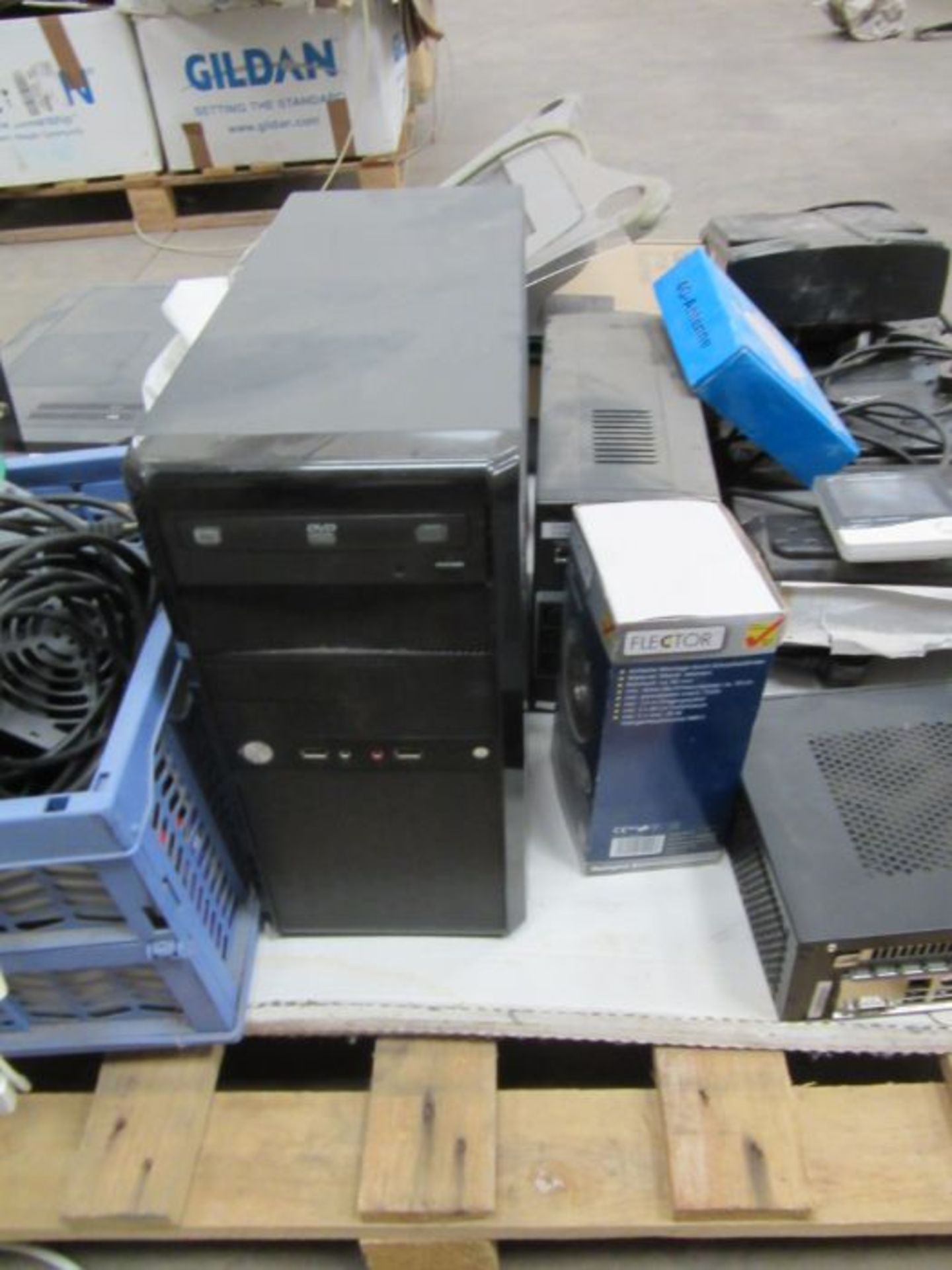 Two pallets of miscellaneous electronic items including a computer tower, cables Philips VR969 video - Image 8 of 9